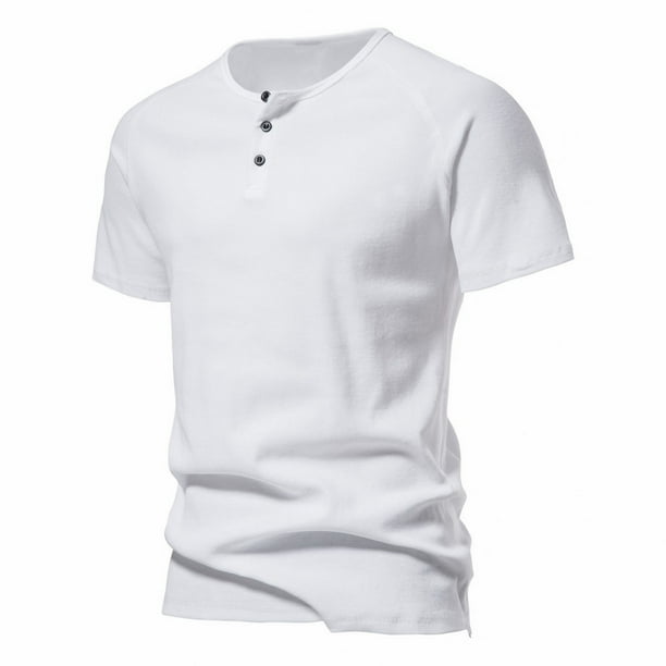 pstuiky Camisa de manga corta para hombre, Camiseta de manga corta con cuello en V doble para hombre, talla grande, moda Fallow Priming. camisetas de hombre xl