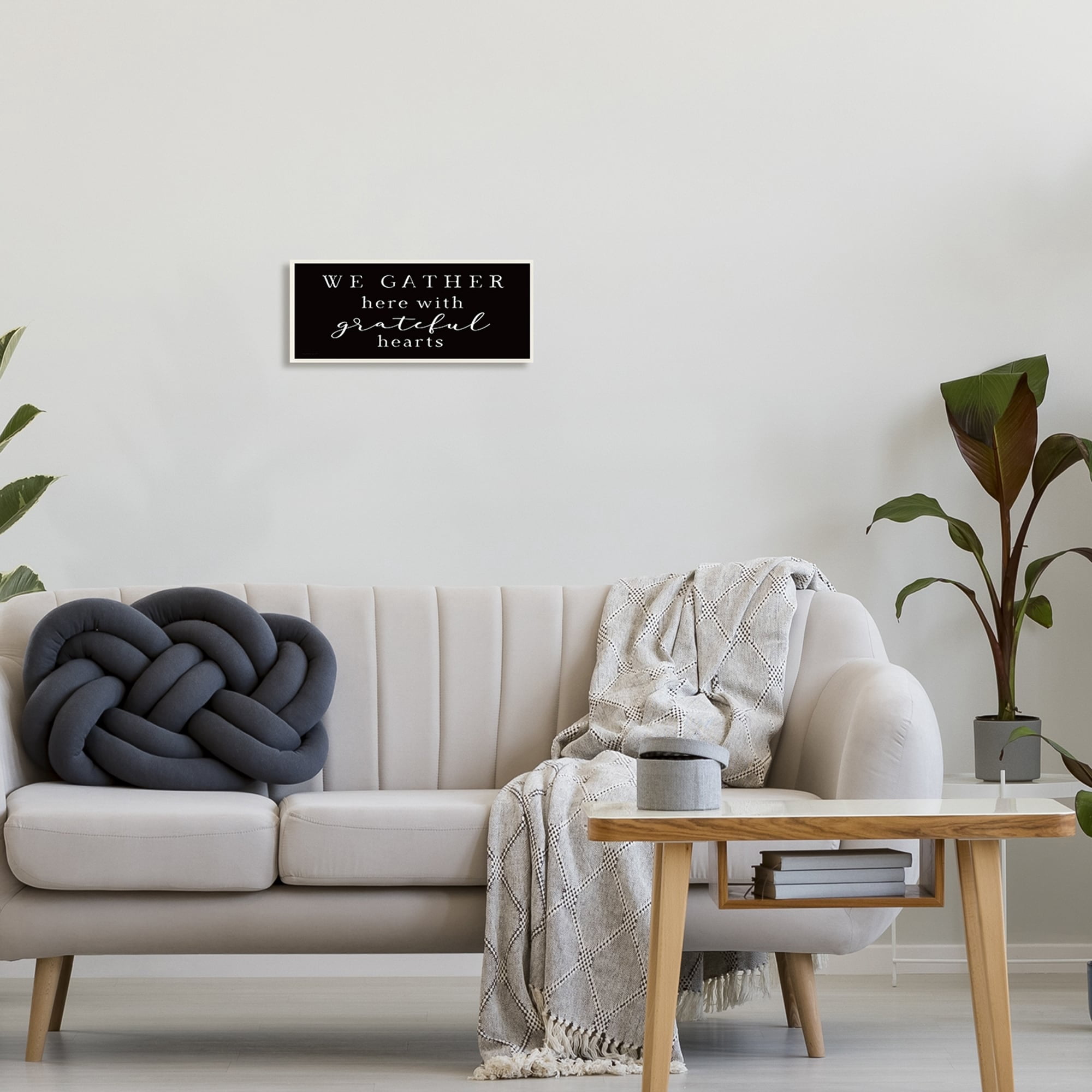 Stupell Industries Gather With Grateful Hearts Family Typography Sign Graphic Art Unframed Art Print Wall Art, Design by Elizabeth Tyndall