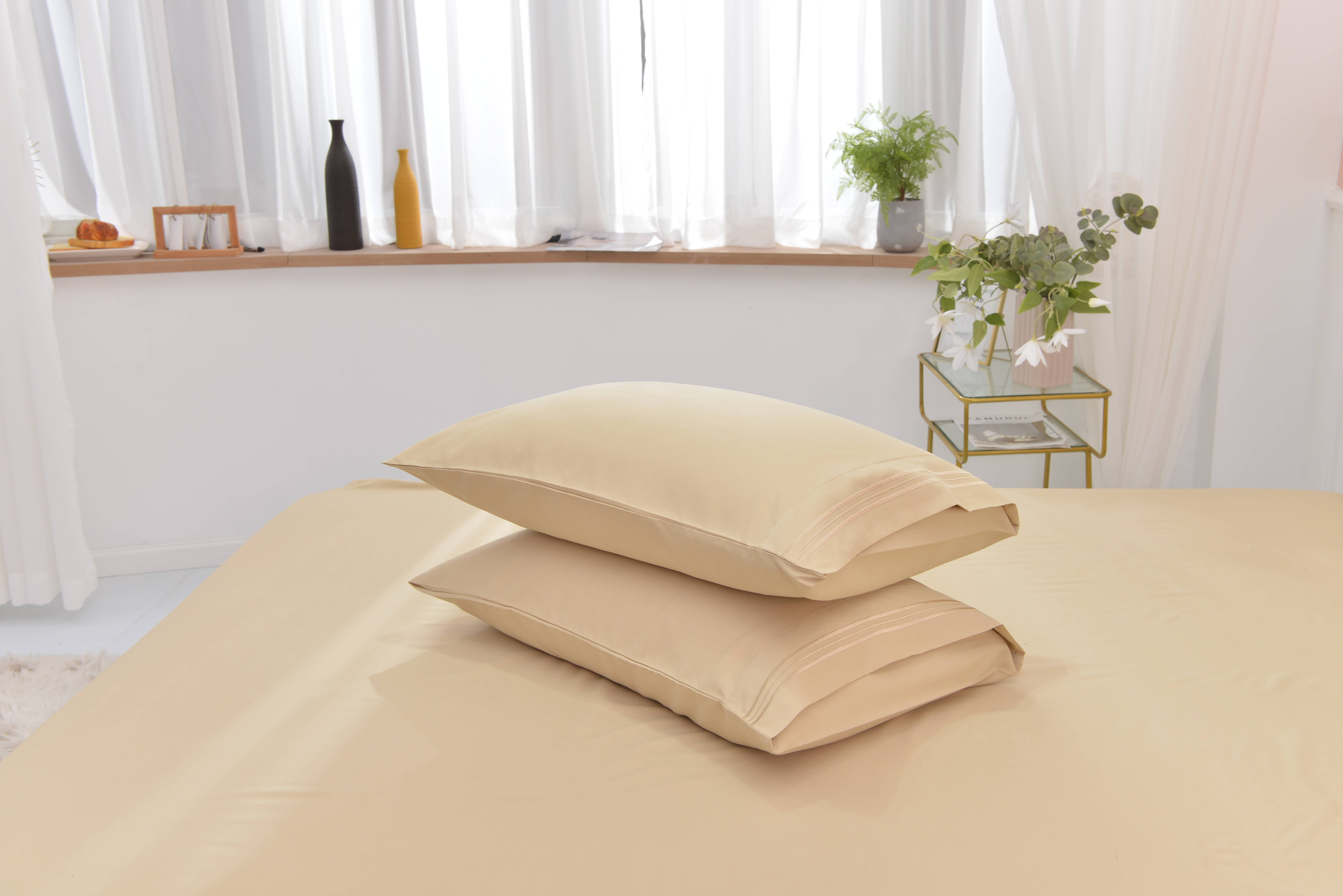 Split King Size Bamboo Derived Rayon Bed Sheet Set - Softer than Cotton Sheets Split King Size - Wrinkle Free - 16" Deep Pockets - 5 Piece - 2 Fitted Sheet, 1 Flat, 2 Pillowcases Split King Beige