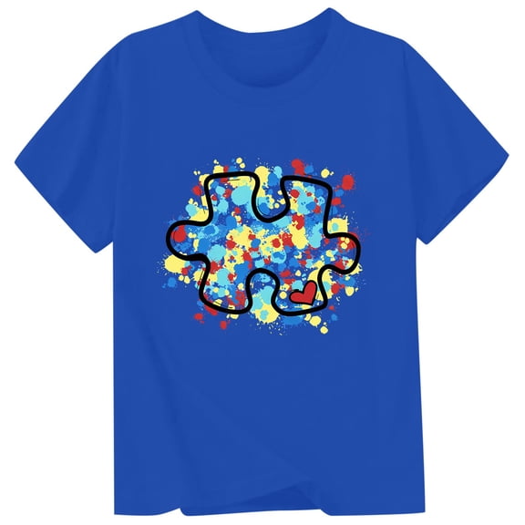 SonxaHe Infant Boy Girl Tshirt Short Sleeve Cartoon Prints Crewneck Tee Children Sports Breathable Durable T Shirt Blue,Size 1-2 Y