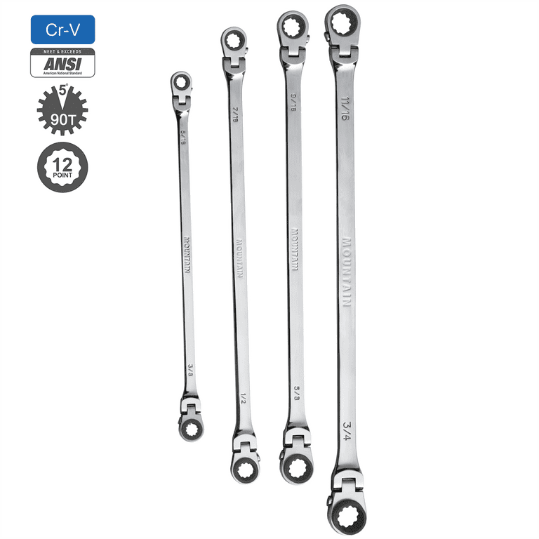 Mountain EX-PFFGBXZ-4PC Double Box Ratcheting Wrench Set
