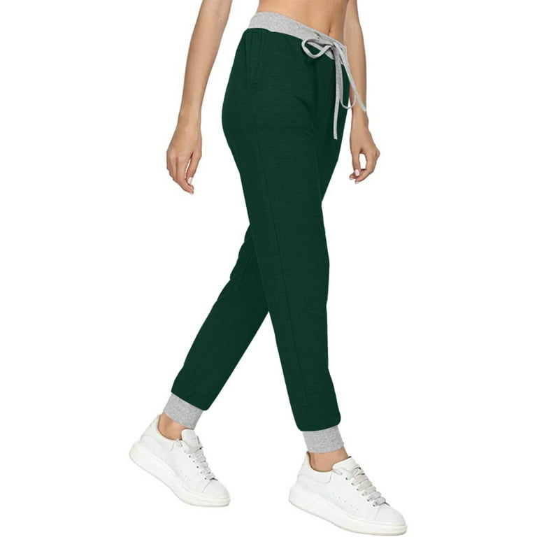 Fleece Lined Leggings Women Sweatpants Women's Casual Jogging Pants with  Drawstring Pockets Soft Trousers Sport Pants Womens Pants Leggings for Women  Green,L 