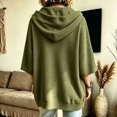 thumbnail image 6 of hlysgo Womens Knit Hoodie Batwing 3/4 Bell Sleeves Oversized Sweatshirts with Kangaroo Pocket Lightweight Casual Pullover Tops Green,S, 6 of 6