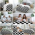 thumbnail image 6 of Black And White Color Blocks Twin Size Comforter Set, Plaid Abstract Modern Bedding for All Seasons, 4 Pcs Bed Set, 1 Quiltcover (68"x86") ,1Sheet(67"x116"), 2Pillowcases (30"x20"), 6 of 9
