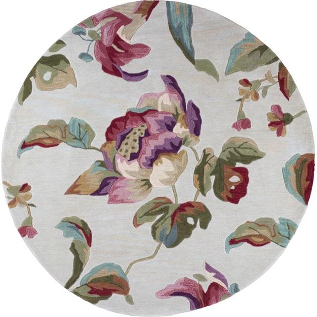 HomeRoots 353042 5 ft. 6 in. Round Polyester Beige Area Rug