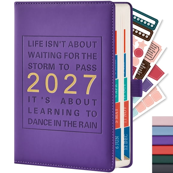 ROBCURSE 2027 Planner/Calendar, Jan 2027 - Dec 2027 Daily and Monthly Planner, with Hourly Schedules, Monthly Tabs, 4 Stickers, Inner Pocket, 5.6" x 8.3", Hardcover Organize Book for School Office