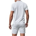thumbnail image 4 of Awdenio Mens Summer Beach 2 Piece Outfits Casual Vacation Cotton Linen Matching Set Short Sleeve Shirt and Shorts, 4 of 6