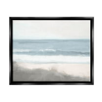 Stupell Industries Rolling Beach Waves Foamy Shoreline Graphic Art Jet Black Floating Framed Canvas Print Wall Art, Design by Kim Allen