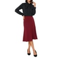 thumbnail image 2 of INSPIRE CHIC High Waisted Flared Skirts for Women's 1950s Solid Color Business Casual Midi Skirt XL Red, 2 of 6