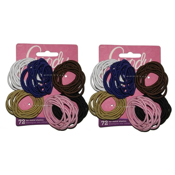 Goody Ouchless No Metal Gentle Elastics, Assorted Original Colors, 72 pack (2-Pack)