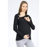 LVMA4260 - Side top shoulder Button Maternity Nursing sweater