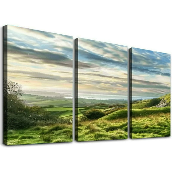 nygtbtfer 3 Piece Canvas Wall Art Prints Picture Beautiful irish landscape Stretched & Framed Painting Poster Artwork Home Decor for Living Room Ready to Hang 12x16x3pcs