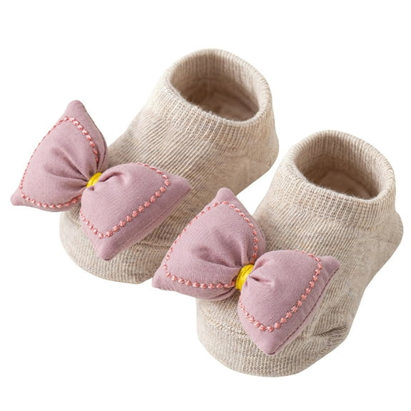 yocbz Kid Fuzzy Christmas Socks Baby Boy Socks Non Slip Floor Grip Ankle Cotton Socks For With Cartoon Bow And Christmas Light Pink,Size for 0-3 Months