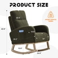 thumbnail image 5 of S-HOME Modern Upholstered Rocking Chair with Solid Wood Legs, High Backrest & Side Pocket - 300 lbs Capacity, 5 of 13