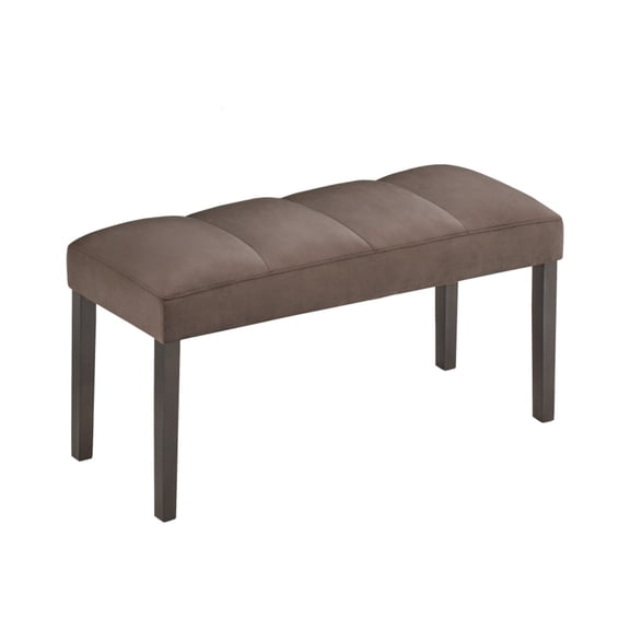 ZHICHUN Chocolate Velvet Upholstered Dining Bench Modern Wood Legs Channel Stitch Bench for Dining Room Entryway Bedroom
