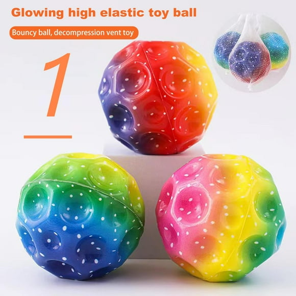 Galaxy Bouncy Ball: High-Elasticity PU Foam Lunar Gravity Toy with Vibrant Moonstone Colors, 70mm Glowing Design, Fun Bounce Sound - Perfect for Kids 5+, Outdoor/Indoor Play, Stress Relief - Random
