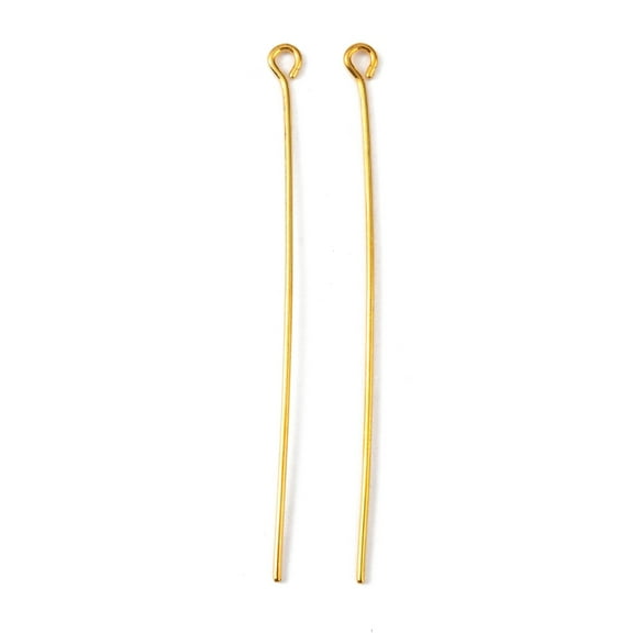 Golden Plated Brass Eye Pin for Jewelry Making Cadmium Free & Lead Free 50x0.7mm Hole: 2mm
