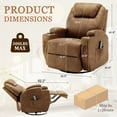 thumbnail image 2 of Lnsenfin Manual Swivel Rocker Recliner Chair with Massage Faux Leather for Living Room,Light Brown, 2 of 7