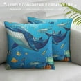 thumbnail image 3 of JEUXUS  Cartoon Cute Marine Animals Throw Pillow Covers 1Pcs Fish Dolphin Octopus Decorative Pillowcase for Sofa Bed Chair Underwater World Cushion Cover Summer Ocean Outdoor Pillows Covers, 3 of 5