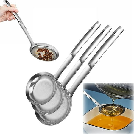 

WGOUP Fine Mesh Stainless Steel Colander Small Spoon Oil Screen Fine Mesh Stainless Steel Slotted Spoon B(Buy 2 Get 1 Free)