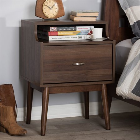 Baxton Studio St 3748 00 Brown Ns Disa Mid Century Modern Walnut Brown Finished Nightstand Walmart Canada