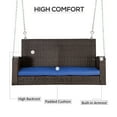 thumbnail image 4 of Outsunny 2 Person Wicker Hanging Swing Bench, Front Porch Swing Outdoor Chair with Cushions 550 lbs. Weight Capacity for Backyard, Garden, Blue, 4 of 9