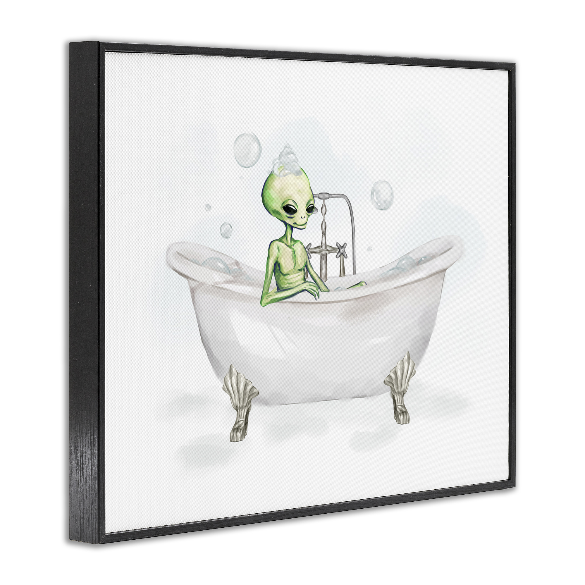 Stupell Industries Alien Bubble Bath Typography Painting Black Framed Art Print Wall Art, 20 x 16