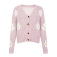 thumbnail image 5 of jsaierl Cardigan Sweaters for Women Long Sleeve Daisy Printed Button Sweater Open Front Crochet Fall Sweaters for Women Cardigan Sweater Coat Top Outwear for Women, 5 of 7