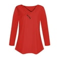 thumbnail image 4 of Plus Size Tops Long Sleeve V Neck Botton Regular Casual Blouses Womens Plus Size Tops Red 2XL, 4 of 4