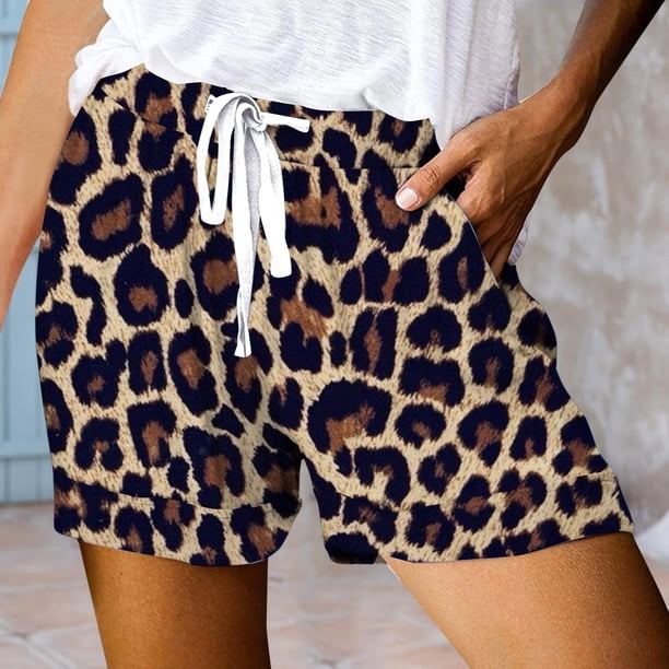 MKLEKYY Pantalones Cortos De Mezclilla Para Mujer, Con Estampado De Moda, Con Cordón Ajustable, Cintura Elástica, Informales Y Ligeros, Con Bolsillos, 5