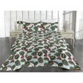 thumbnail image 2 of Ambesonne Tropical Quilted Bedspread Set 3 Pcs, Exotic Maranta Leaves Art, King, Teal Mint Green and Raspberry, 2 of 4