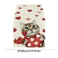 thumbnail image 3 of FYTPOV Flax Table Runner, Valentines Day Decorations, Hearts Roses Cat Table Runner for Wedding Party, Christmas Runner for Table Home Decor, 13x35 inch, 3 of 5