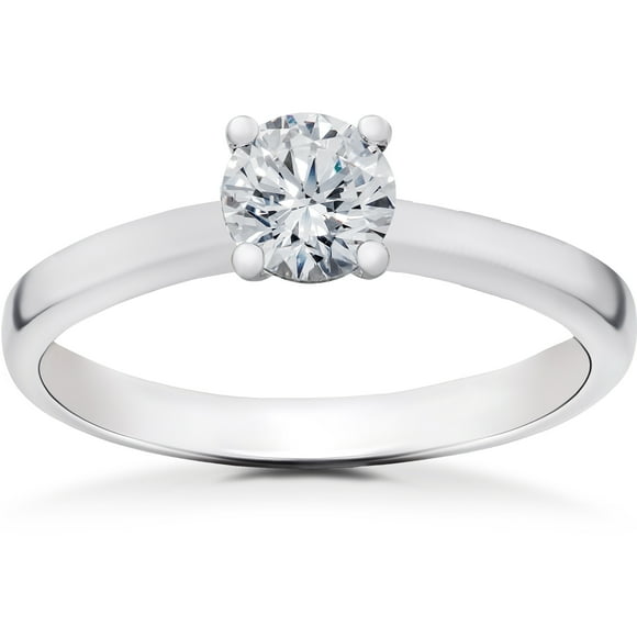 Bague de Fiançailles G/VS.50 ct 100 % Diamant Elizabeth en Or Blanc 14 K Cultivé en Laboratoire