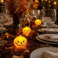 thumbnail image 4 of Halloween Pumpkin Dedorations Indoor Outdoor, Mini Pumpkin Night Light, Weather Resistant Small Pumpkin Figurine for Desk Shelf Halloween Party Indoor Home Decorations 1.97*2.17in 3pack, 4 of 7