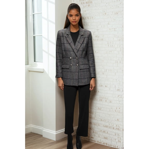 Esna Herringbone Blazer Grey