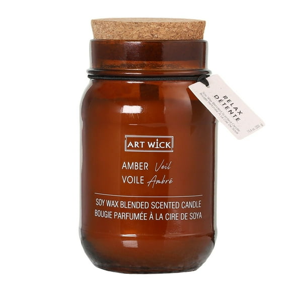 Art Wick 10.6oz Amber Veil Soy Wax Blended Scented Candle,1 wood wick, · 10.6oz<br>· 300g<br>· 1 pack