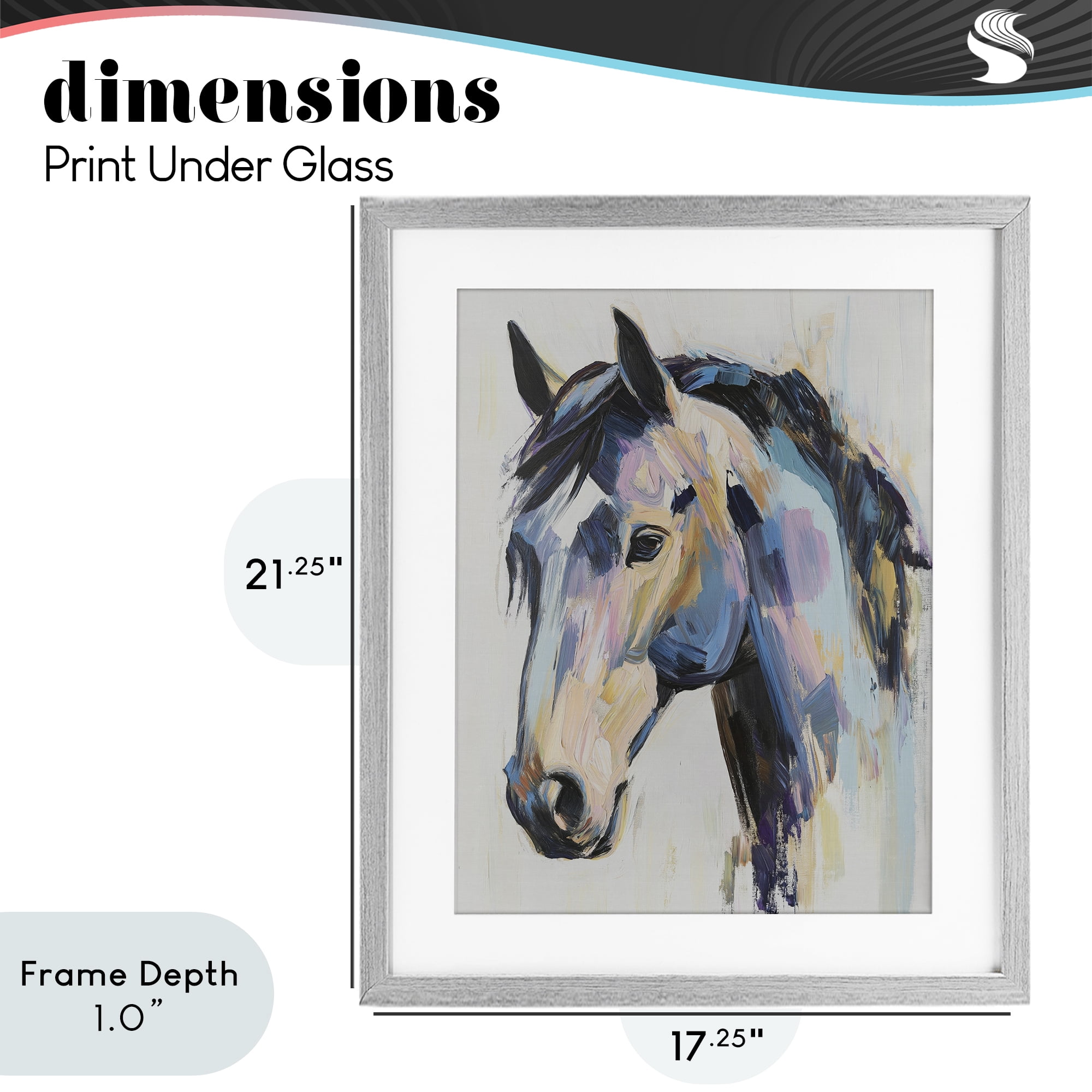 Stupell Industries Chromatic Stallion Abstraction Gray Framed Print Under Glass, design by Svetlana Aleynikova
