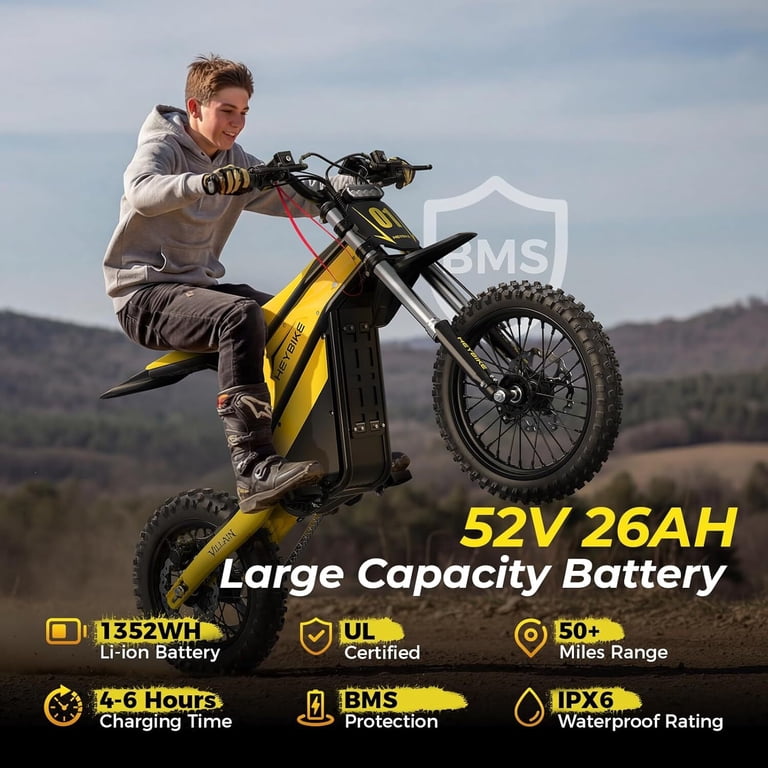 EVILWIRE evilwrie イービルワイヤー　マウンテンパーカ Heybike Villain Electric Dirt Bike for Adults, 52V 26AH Battery