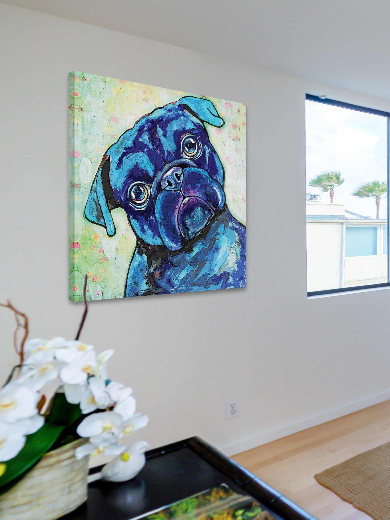 "Black Pug II" Painting Print on Wrapped Canvas