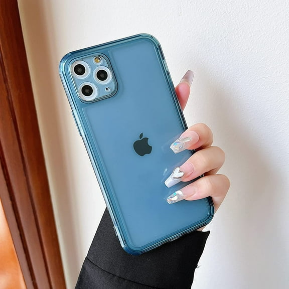 Case for iPhone 11 Pro 5.8 inch,Clear Soft Silicone Bumper Protective Retro Color Transparent Shockproof Phone Case - Blue