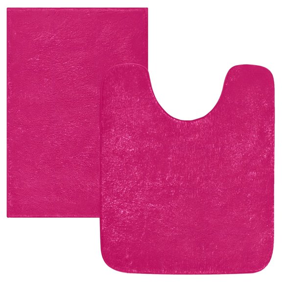 Ryvnso Deep Pink Bathroom Shaggy Rugs Toilet Mat Soft Contour Rug
