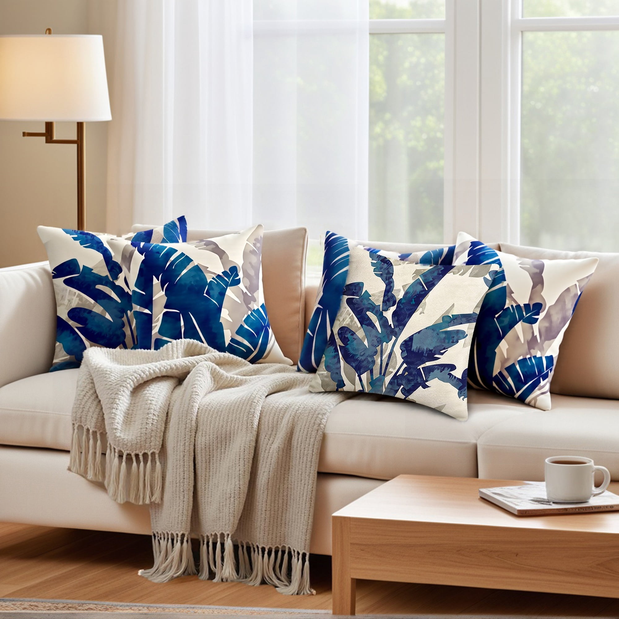 Unique Bargains Decorative Throw Pillow Covers Set of 2 Leaf Pattern 1