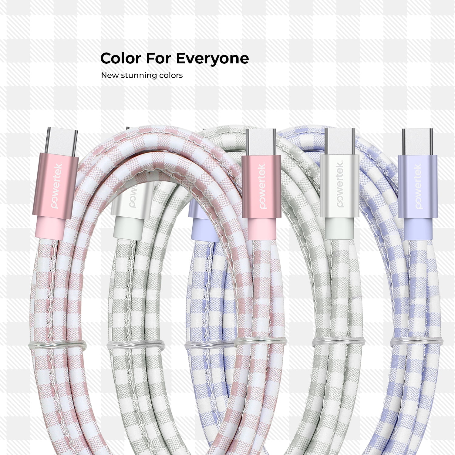 Liquipel Powertek Pastel Plaid USB-C to USB-C - Pink