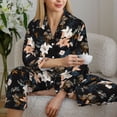 thumbnail image 4 of Goofa Lilies Flowers Printed Women’s 2 Piece Pajama Set Super,Pajamas Women's Long Sleeve Sleepwear Soft Button Down Loungewear Pjs Lounge Set Nightwear-, 4 of 9