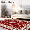thumbnail image 2 of ODIKA 8'x10' Machine Washable Non-Slip Area Rug, Heritage Showcasing Palmette Lattice Motifs High Traffic Rug with Pad, Red, 665719, 2 of 8