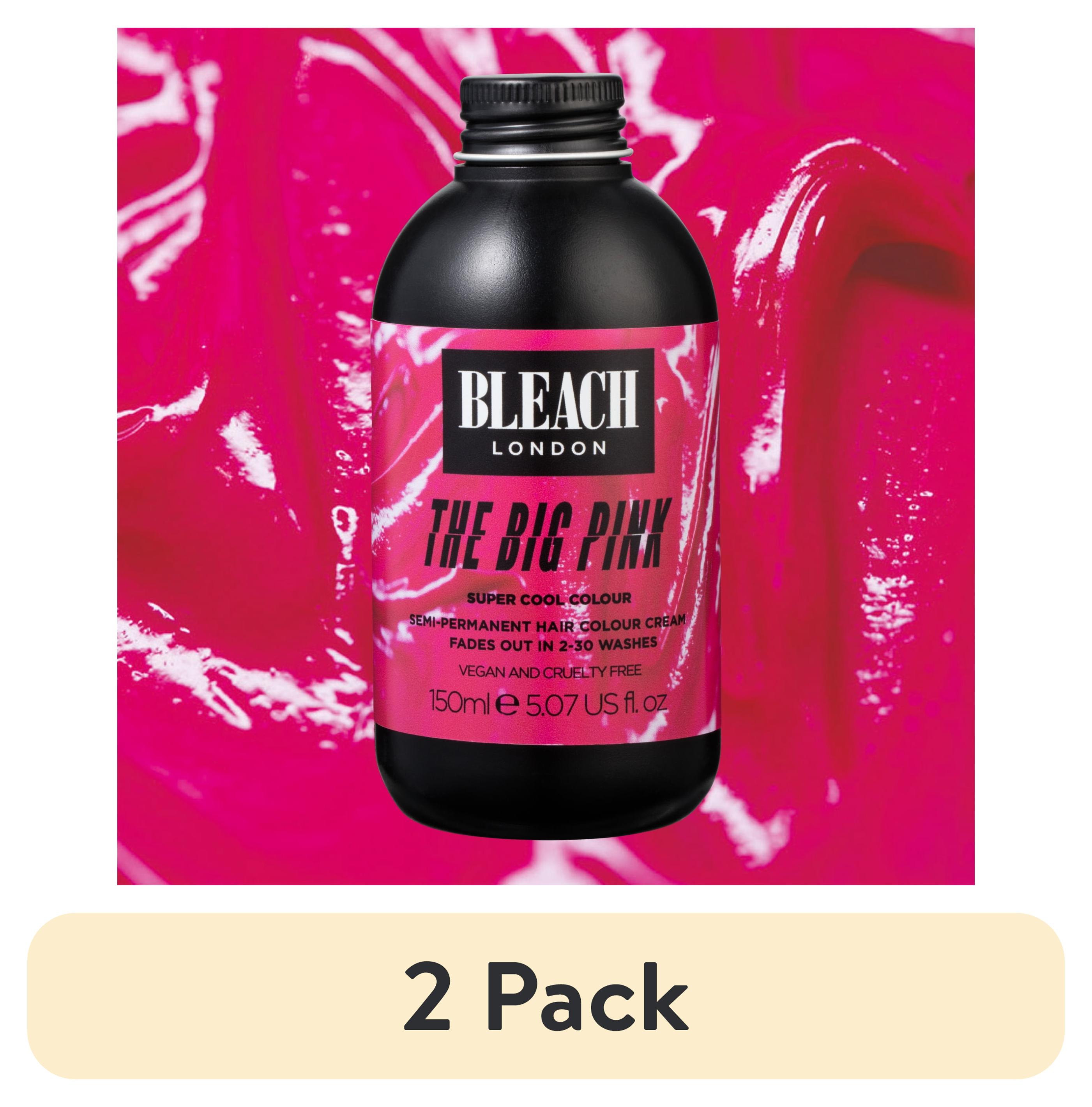 (2 pack) Bleach London Super Cool Color Semi-Permanent Hair Color Cream, Big Pink, 5.07 oz