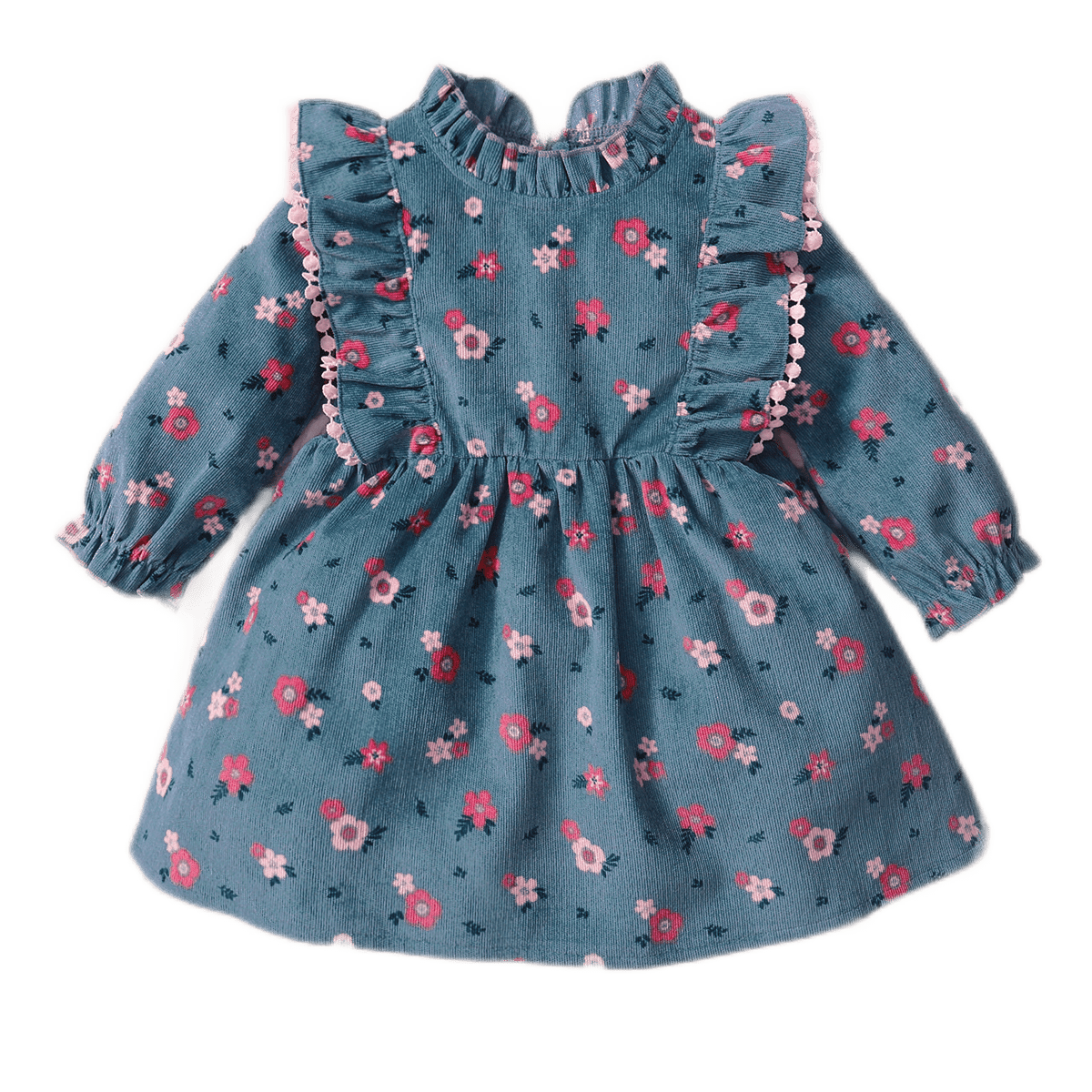 NZRVAWS Toddler Baby Girls Dress Long Sleeve Floral Print Standup