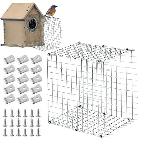 Bexikou Birdhouse Hole Entrance Protector,Bird House Protector Guards,Stainless Steel Sparrow Guards for Birdhouse Accessories Entrance Guard(Square)