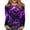 Dark Gray, variant on JULMCOMO Plus Size Halloween Shirts for Women Funny Pumpkin Castle Bat Print Crew Neck Long Sleeve Shirts Holiday Costume Tunic Tops Purple 3XL
