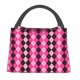thumbnail image 1 of Easygdp pink and black argyle Bolsa de Almuerzo Insulada Reutilizable, Bolsa de Mano y Bandolera para Oficina, Trabajo, Viajes, 1 of 6